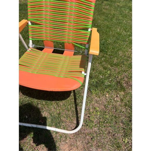 Vintage 1970s Jelly PVC Folding Lawn Chair Mod MCM Retro Lawn Beach Chair - Picture 5 of 11
